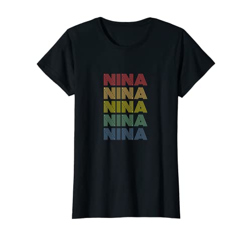 Mujeres Nina Wordmark Patrón Personalizado Nombre Retro Camiseta