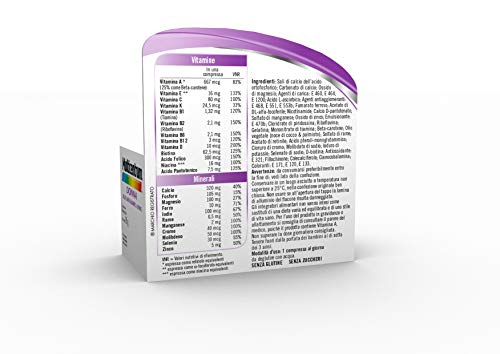 Multicentrum Mujer suplemento alimenticio multimineral, con vitamina D, especialmente formulado para combatir el cansancio y el cansancio para mujer, 60 pastillas