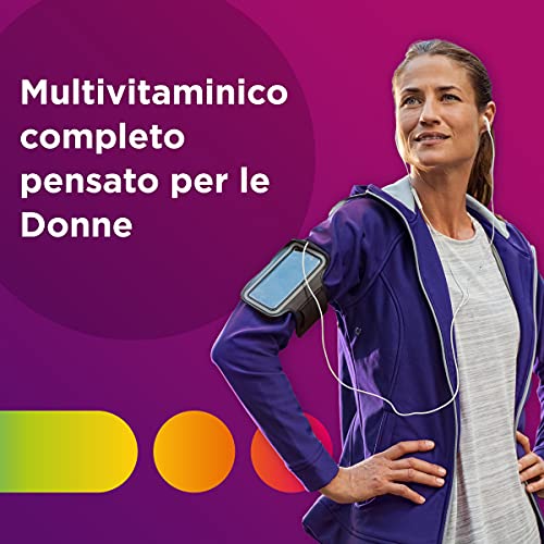 Multicentrum Mujer suplemento alimenticio multimineral, con vitamina D, especialmente formulado para combatir el cansancio y el cansancio para mujer, 60 pastillas