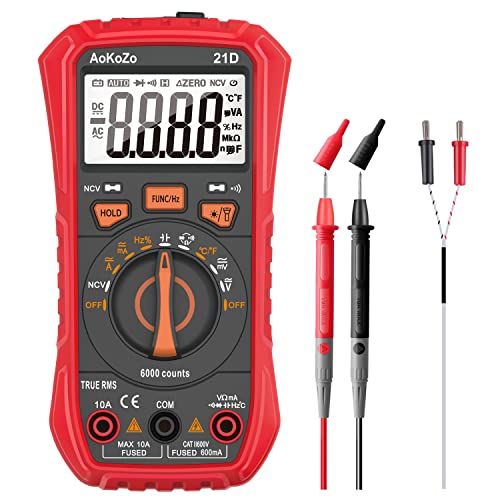 Multimetro Digital,AoKoZo 21D Polimetro Digital 6000 Cuentas,TRUE RMS (Tamaño147*71*45mm)