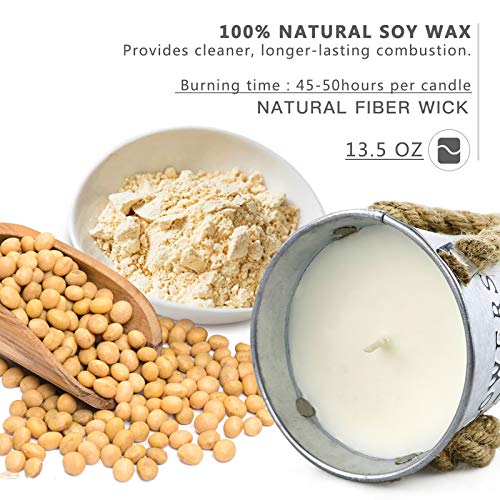 MUOIVG Velas de Citronela,100% Natural Cera de Soja Candl,Velas Perfumada con Limón,Velas Aromaticas,per Exterior Interior, Camping, hogar, jardín, Picnic,Regalos, 2 * 13.5oz,100h