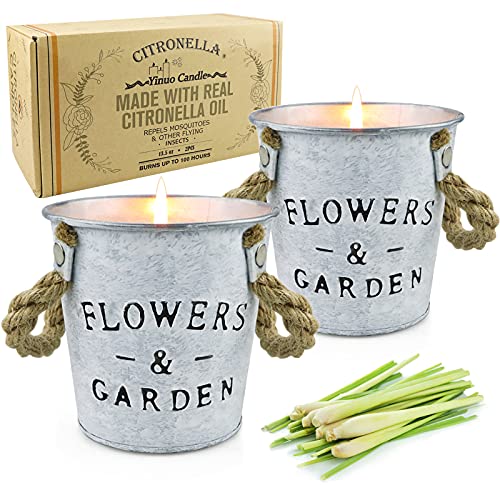 MUOIVG Velas de Citronela,100% Natural Cera de Soja Candl,Velas Perfumada con Limón,Velas Aromaticas,per Exterior Interior, Camping, hogar, jardín, Picnic,Regalos, 2 * 13.5oz,100h