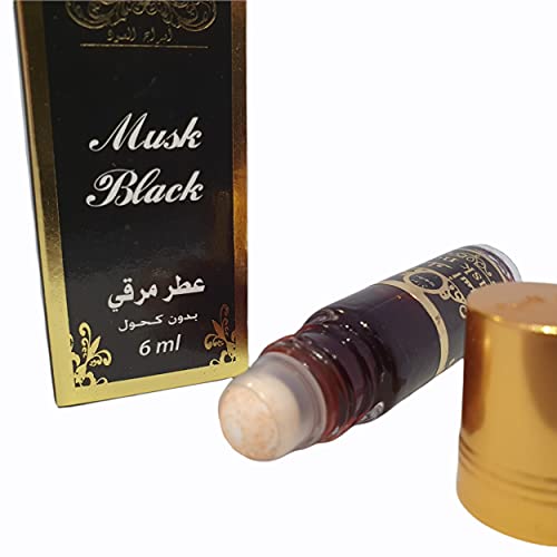Musco negro roqya, gasolina de perfume, sin alcohol, capacidad de 6 ml, aceite perfumado, roll on, attar musk negro, almizcle aswad, olor único y concentrado, aroma maderado