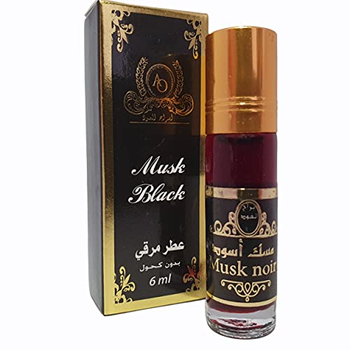 Musco negro roqya, gasolina de perfume, sin alcohol, capacidad de 6 ml, aceite perfumado, roll on, attar musk negro, almizcle aswad, olor único y concentrado, aroma maderado