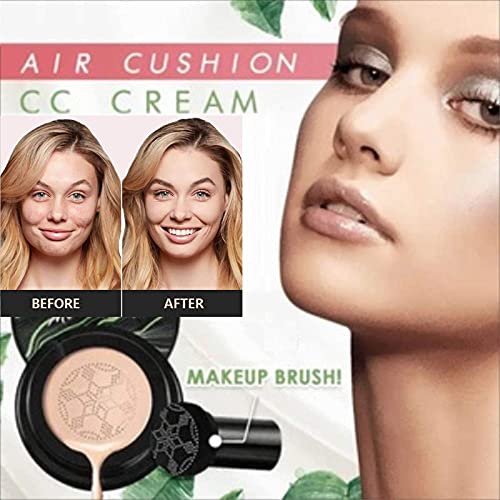 Mushroom Head Air Cushion CC Cream, TIK Tok Mushroom Head Air Cushion CC Cream Long Lasting Matte Foundation (Natural)