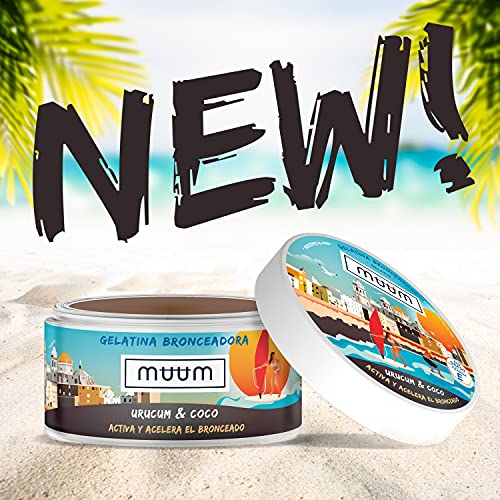 muum - Gelatina Bronceadora de Urucum y Coco - Acelerador del Bronceado con Antioxidantes Naturales, Hidrata y previene manchas y arrugas - Bronceado de tono dorado y natural - 200 ml.