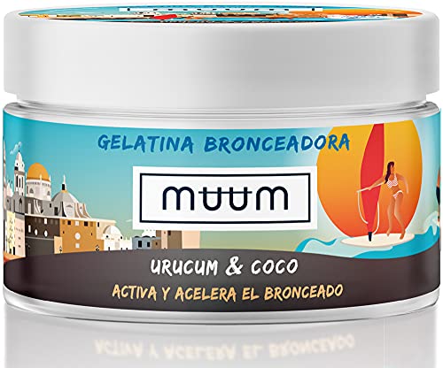 muum - Gelatina Bronceadora de Urucum y Coco - Acelerador del Bronceado con Antioxidantes Naturales, Hidrata y previene manchas y arrugas - Bronceado de tono dorado y natural - 200 ml.