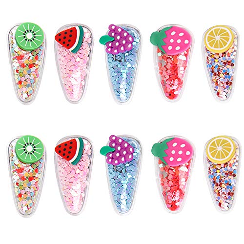 Muy Dulce Horquilla Clips Pelo Niña Bebe Horquilla De Fruta Con Lentejuelas De Arenas Movedizas Brillantes Apto Para Todas Las Ocasiones Lindas Horquillas Para Chicas Dulces Hebillas De Pelo 10 Piezas