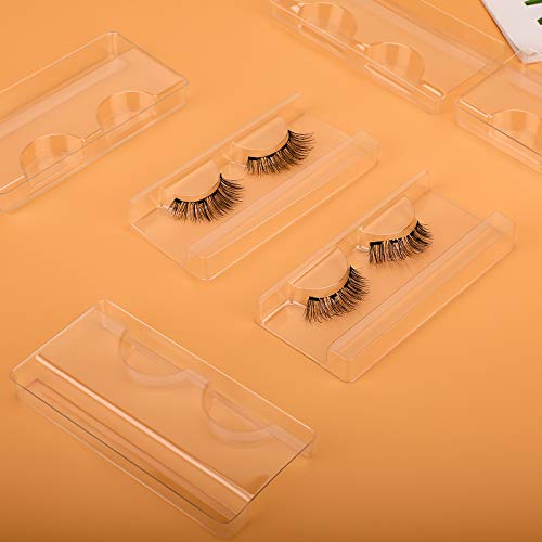 MWOOT 24 Piezas Postizas Bandeja de Pestañas, Transparente Eyelash Tray Holder,Soporte Contenedor de Pestañas de Plástico para Herramientas de Almacenar Cosméticos