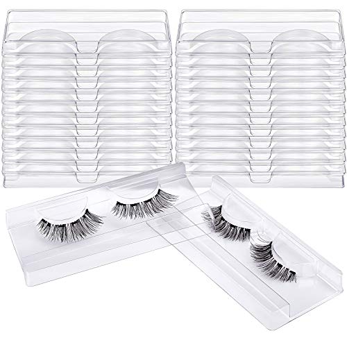 MWOOT 24 Piezas Postizas Bandeja de Pestañas, Transparente Eyelash Tray Holder,Soporte Contenedor de Pestañas de Plástico para Herramientas de Almacenar Cosméticos