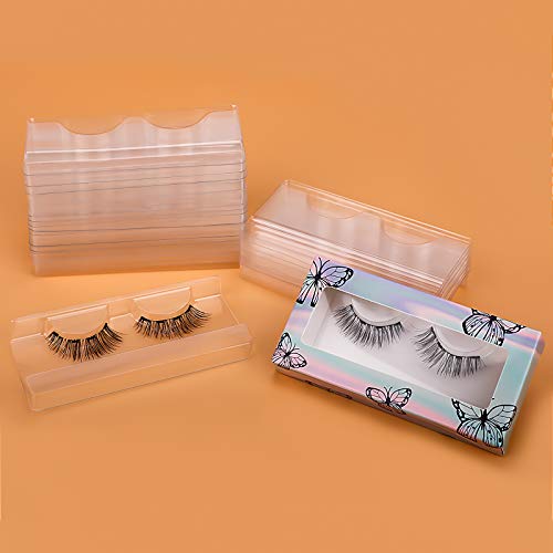 MWOOT 24 Piezas Postizas Bandeja de Pestañas, Transparente Eyelash Tray Holder,Soporte Contenedor de Pestañas de Plástico para Herramientas de Almacenar Cosméticos