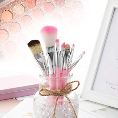 MWOOT 7 Piezas Juego de Pinceles de Maquillaje para Niñas uego de Maquillaje, Make Up Brushes Brochas de Maquillaje para Labios, Sombra de ojos, Polvos, Contorno Pinceles