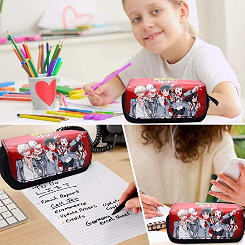 My Hero AcademiaEstuche de Lápices - YUESEN lona impermeable Gran capacidad Bolsa Doble cremallera Oficina Bolígrafo Organizador Bolsa de papelería con compartimentos para niñas niños y adultos
