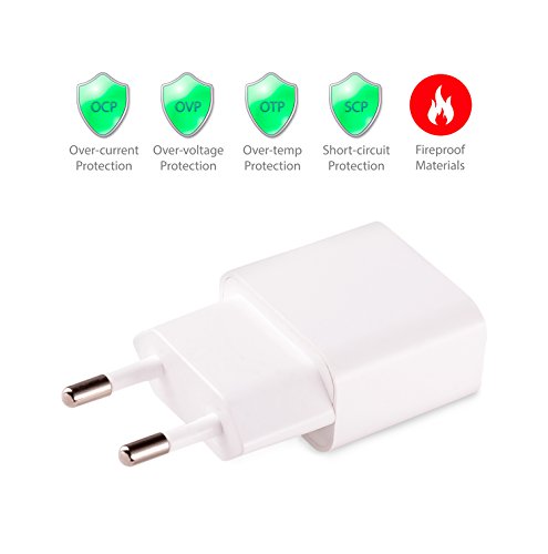MyGadget Cargador Enchufe USB para Smartphone y Tablet - USB Adaptador 5V / 1A - Charger para Apple iPad, iPhone, Samsung Galaxy, Huawei - Blanco