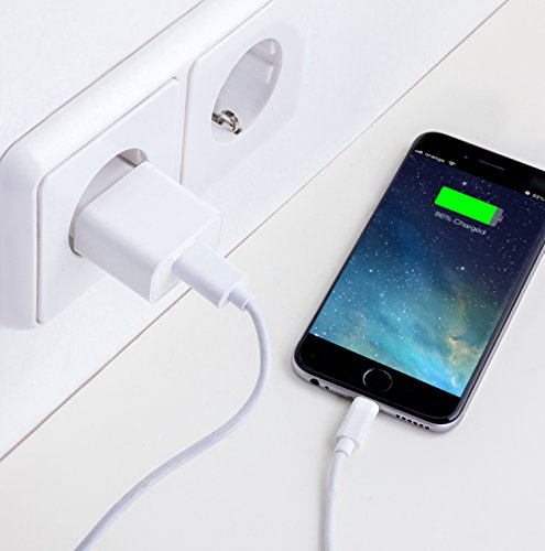 MyGadget Cargador Enchufe USB para Smartphone y Tablet - USB Adaptador 5V / 1A - Charger para Apple iPad, iPhone, Samsung Galaxy, Huawei - Blanco