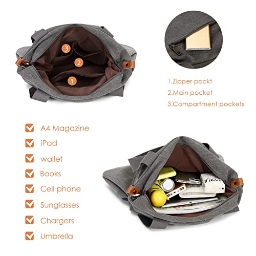 Myhozee Bolsos de Mujer,Bolso Bandolera Mujer Bolso Lona de Hombro Bolso Tote Bolso Shopper Bolso de Mano para Multifuncional - Negro