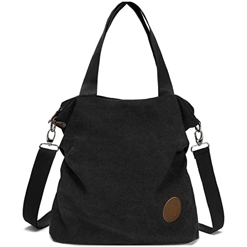 Myhozee Bolsos de Mujer,Bolso Bandolera Mujer Bolso Lona de Hombro Bolso Tote Bolso Shopper Bolso de Mano para Multifuncional - Negro