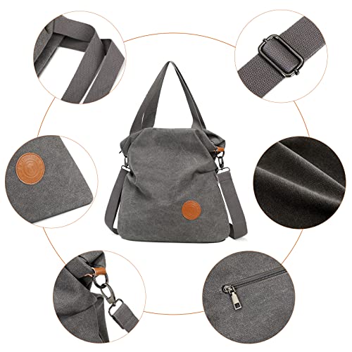 Myhozee Bolsos de Mujer,Bolso Bandolera Mujer Bolso Lona de Hombro Bolso Tote Bolso Shopper Bolso de Mano para Multifuncional - Negro