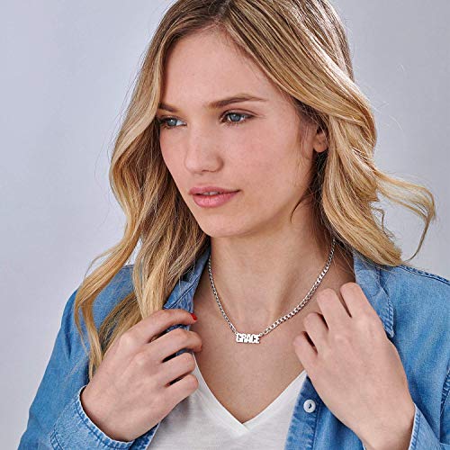 MyNameNecklace - Collar Personalizado con Nombre con cadena gruesa en Plata de Ley .925 - Regalos para Hombre, Regalo para Mujer (Plata)