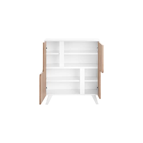 MyosHome - Mueble Aparador Comoda en Roble y Blanco 80 x 94 x 34 cm Venus