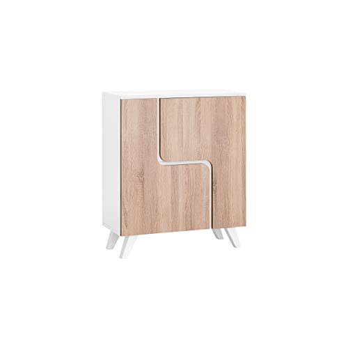 MyosHome - Mueble Aparador Comoda en Roble y Blanco 80 x 94 x 34 cm Venus