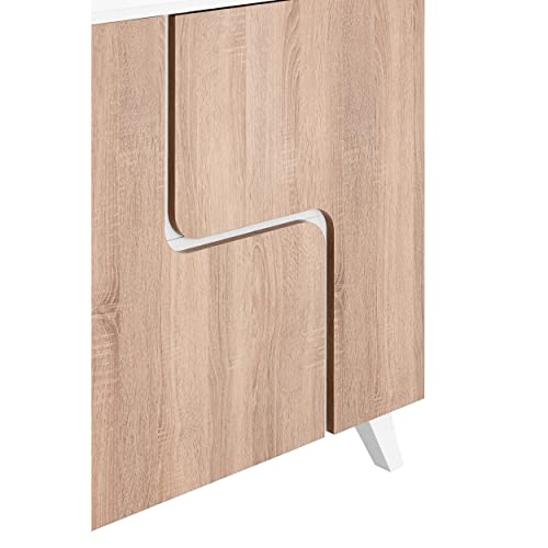 MyosHome - Mueble Aparador Comoda en Roble y Blanco 80 x 94 x 34 cm Venus