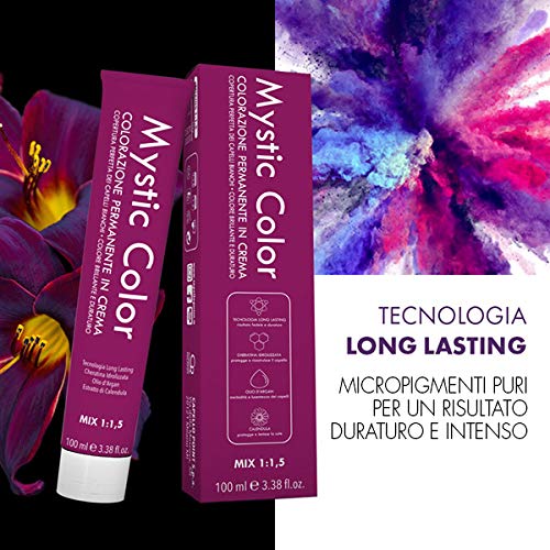 Mystic Color - Coloración Permanente en Crema con Aceite de Argán y Caléndula - Tinte de Larga Duración, Tinte Pelo Mujer - Color Rubio Ceniza Platino Natural 10.1-100ml
