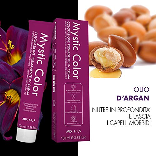 Mystic Color - Coloración Permanente en Crema con Aceite de Argán y Caléndula - Tinte de Larga Duración, Tinte Pelo Mujer - Color Rubio Ceniza Platino Natural 10.1-100ml