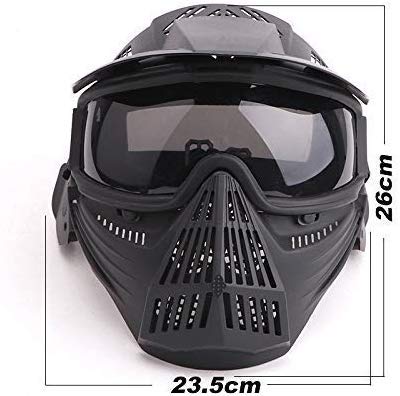N / C Máscara De Paintball Táctica, Máscara De Pistola De Aire De Cara Completa con Gafas, Accesorios De Disfraz De Juego De Halloween BBS CS, para Equipo De Protección Táctica y esquí De Fondo