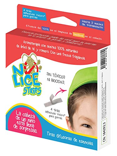 N-Lice® - Tiras Autoadhesivas Velcro® Repelentes Piojos | Tratamiento para Eliminar Piojos y Liendres, Con Aceites de Neem, Árbol de Té y Romero