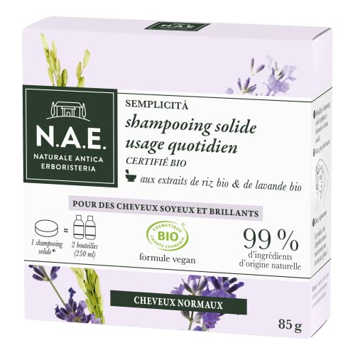 N.A.E. - Shampooing Solide Certifié Bio - Usage Quotidien Cheveux Normaux - 85 g