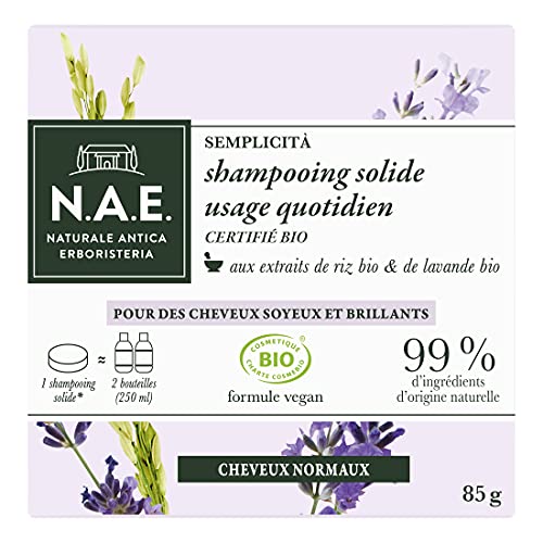 N.A.E. - Shampooing Solide Certifié Bio - Usage Quotidien Cheveux Normaux - 85 g