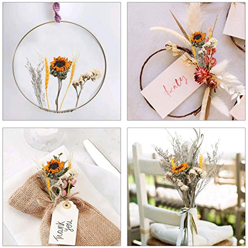 NAHUAA Flores Secas Girasoles Amarillas Naturales Ramos de Flores Secas con Bolsa Transparente Flores Ramas Pequeñas Naturales con Bolsa Transparente Decoracion para Casa Bodas