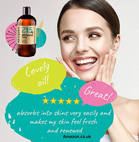Naissance Aceite De Almendras Dulces Prensado en Frio Puro (no. 215) - 500ml - Hidratante y Emoliente Natural Cuidado Cara, Pelo, Uñas, Cuerpo, Piel – Ideal Para Masaje Corporal, Jabones, Estrías