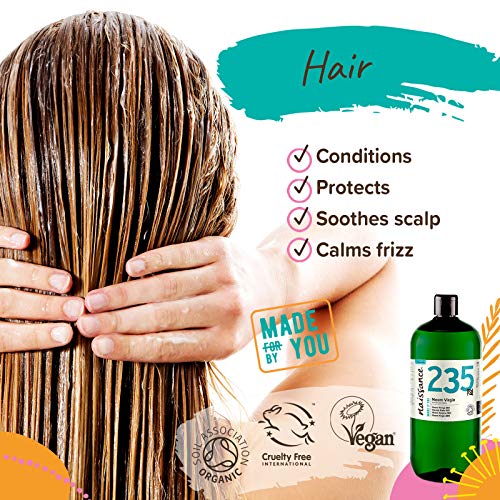 Naissance Aceite Vegetal de Neem Virgen Orgánico BIO n. º 235 – 1 Litro - Puro, Natural, Certificado Ecológico, Prensado en Frío, Vegano, y no OGM - Ideal Para La Piel, Cabello, Plantas