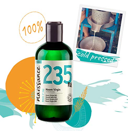 Naissance Aceite Vegetal de Neem Virgen Orgánico BIO n. º 235 – 250ml - Puro, Natural, Certificado Ecológico, Prensado en Frío, Vegano, y no OGM - Ideal Para La Piel, Cabello, Plantas