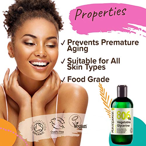 Naissance Glicerina Vegetal Liquida Pura BIO (No. 806) 250ml - Hidratante Natural Para Cabello, Piel, Cuerpo Sin Fragancia – Ideal Para Jabones, Base Cosmetica Manualidades – Vegana Alimentaria