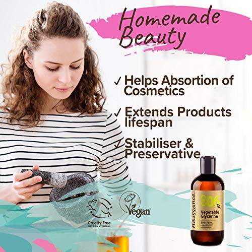 Naissance Glicerina Vegetal Liquida Pura (No. 806) 250ml - Hidratante Natural Para Cabello, Piel, Cuerpo Sin Fragancia – Ideal Para Jabones, Base Cosmetica Manualidades Caseras – Vegana Alimentaria