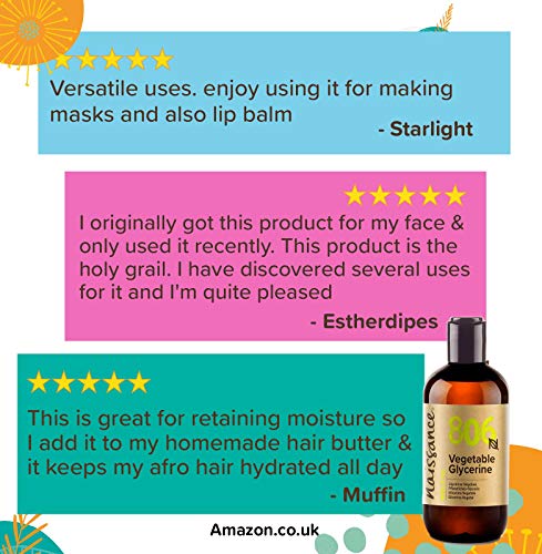 Naissance Glicerina Vegetal Liquida Pura (No. 806) 250ml - Hidratante Natural Para Cabello, Piel, Cuerpo Sin Fragancia – Ideal Para Jabones, Base Cosmetica Manualidades Caseras – Vegana Alimentaria
