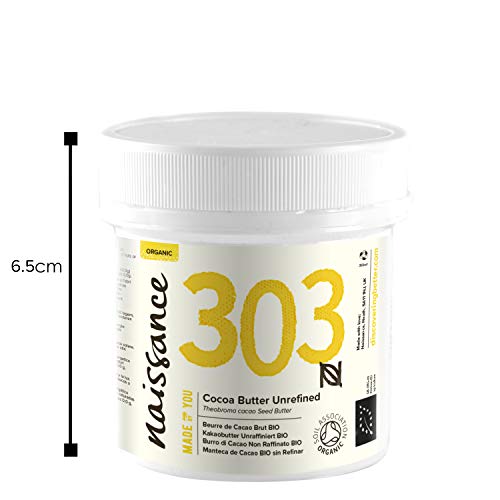 Naissance Manteca de Cacao BIO n. º 303 – 100g - Pura, natural, certificada ecológicamente, vegana, no OGM - Ideal para recetas cosméticas DIY
