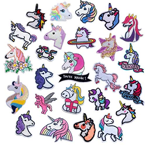 Naler 25 Parches Unicornio Ropa Termoadhesivos Parches Bordados Plancha para DIY Costura