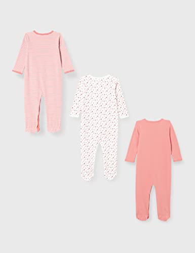 NAME IT Nbfnightsuit 3p W/F Dusty Rose Noos Mamelucos para bebés y niños pequeños, Rosa pálido, 1 Mes