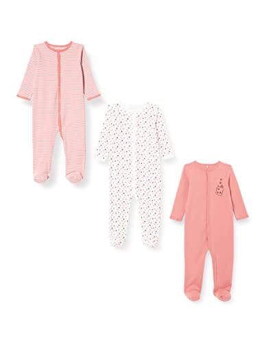 NAME IT Nbfnightsuit 3p W/F Dusty Rose Noos Mamelucos para bebés y niños pequeños, Rosa pálido, 1 Mes