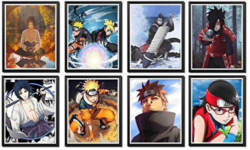 Naruto Anime Artwork Uchiha Madara Sasuke Akatsuki Pain - Póster digital (8 x 10 pulgadas), sin marco, 8 unidades