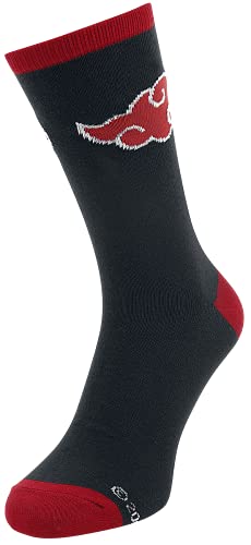 Naruto Calcetines Shippuden talla única (38-43), color negro/rojo, 74% algodón, 24% poliéster, 2% elastano.