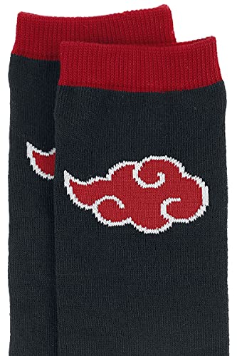 Naruto Calcetines Shippuden talla única (38-43), color negro/rojo, 74% algodón, 24% poliéster, 2% elastano.