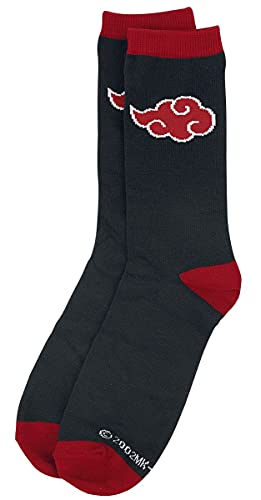 Naruto Calcetines Shippuden talla única (38-43), color negro/rojo, 74% algodón, 24% poliéster, 2% elastano.