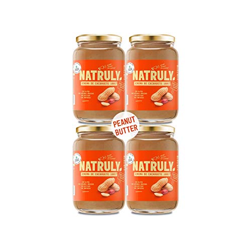 NATRULY Crema de Cacahuete Sin Azúcar, Vegana, Sin Gluten, Sin Lactosa, 100% Cacahuete Natural (Pack 4x500g)