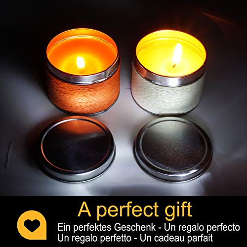 Natuiahan Set de 2 Velas Perfumadas con Recipientes Metálicos (Fragancias de Naranja y Vainilla)