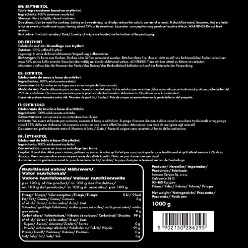Nature Diet - Eritritol 2 x 1000 g | Edulcorante natural | Cero calorías | Reemplazo de azúcar | Sustituto de azúcar
